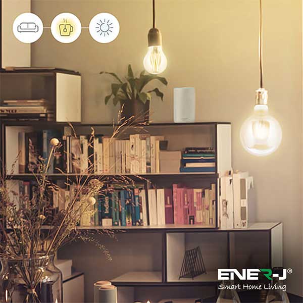 Combine modern day technology with classic looks using this round golden LED E27 bulb. Set this dimmable filament bulb to warm white light colour for comfortable and cosy relaxing atmosphere. Mix technology with classic style using the dimmable filament LED light bulb. Create your own cosy home like atmosphere warm light setting of the E27 Edison screw bulb. These golden E27 Edison screw bulb with 125 mm in diameter look stylish hanging above your kitchen island or coffee table in the living room. EASY TO CONTROL: Change the brightness the dimmable filament LED bulb remotely – via your smartphone or tablet, using free ENERJSMART App for Android or iOS without subscription. The E27 LED bulb supports voice control – via Amazon Alexa or Google Home. You don't need a separate hub, since the smart LED light bulb connects directly to your Wi-Fi router. You don't need to stand up from your comfortable sofa to turn the light off, just relax! PROGRAM AND COMBINE: Even if you forget to turn off the light, don't come back! Schedule your E27 Edison screw bulb to go off at 9 am or to switch on at 7 pm or as the TV goes off. BRIGHT AND LONG LASTING: The E27 Edison screw bulb made for general lighting. 806 lm of the dimmable LED bulb provide as much light as traditional 60W bulb, and last for 2 years if the light is on all the time. The dimmable filament bulb consumes only 8.5W, when lights are on. Save hundreds of Euro per year with the eco-friendly and energy saving E27 LED bulb
