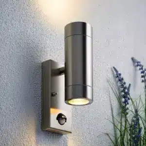 Outdoor PIR sensor wall light for garden, porch and coastal areas