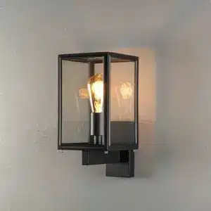 Clear Glass Black Outdoor Wall Light