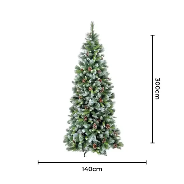 10ft tall frosted hook-on artificial Christmas tree dimensions