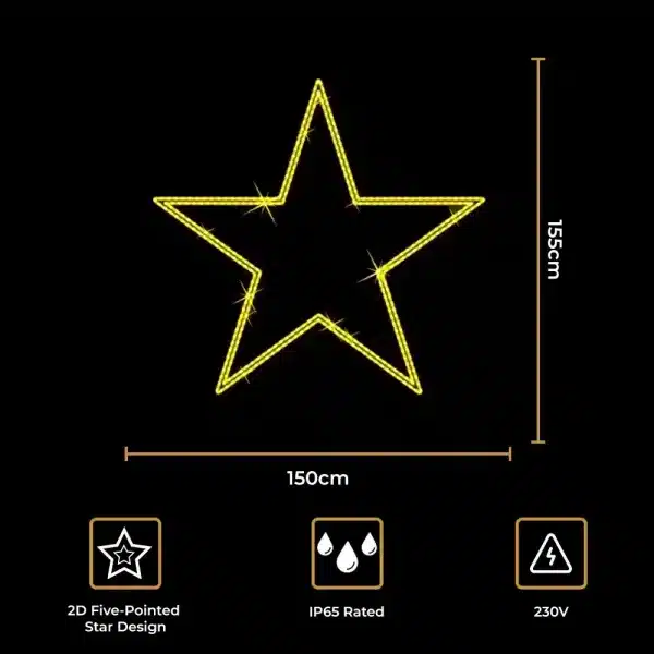 2D Christmas LED star decoration size and features