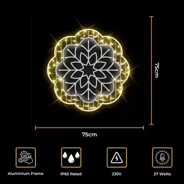 2D Christmas snowflake decoration size and features