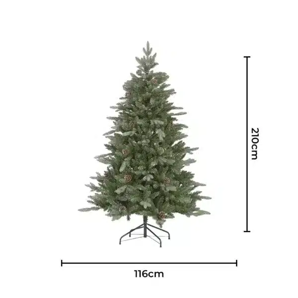 7ft jura minted artificial Christmas tree with pine cones and glitter dimensions