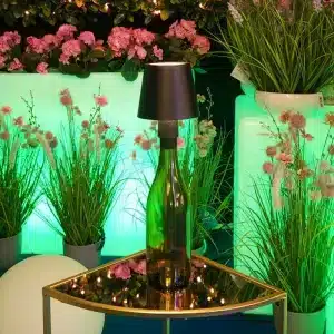 Bottle top rechargeable table lamp for indoor and outdoor use