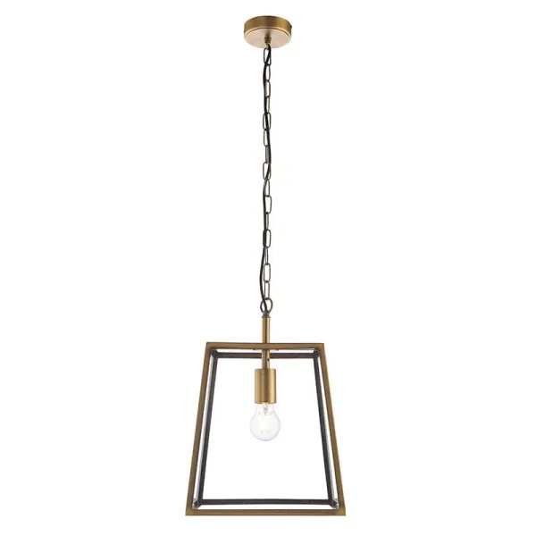 Antique Brass Glass Box Pendant Light