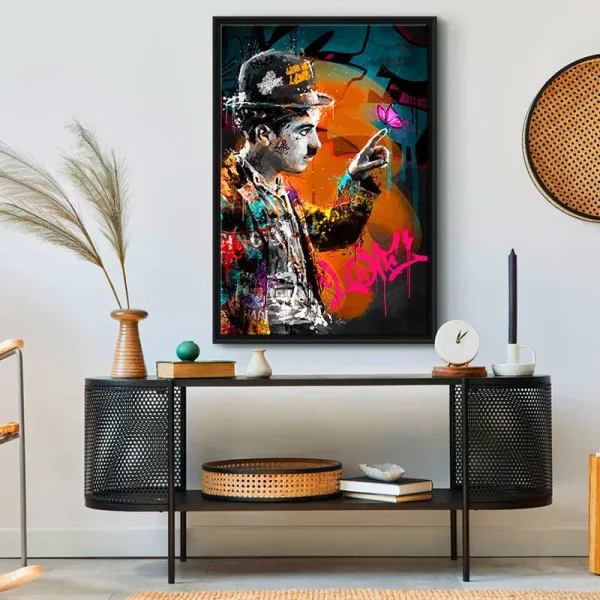 Charlie Chaplin With Butterfly Wall Art