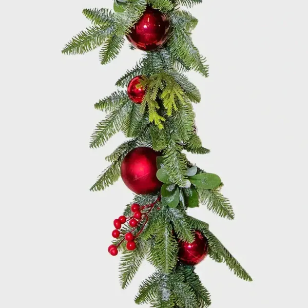 Christmas garland with baubles and pine cones 180cm long