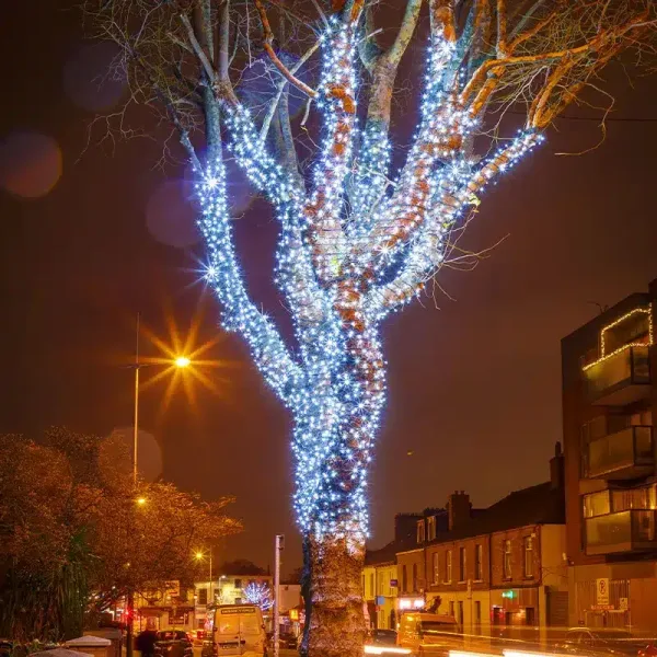 Connectable ice white outdoor Christmas tree lights