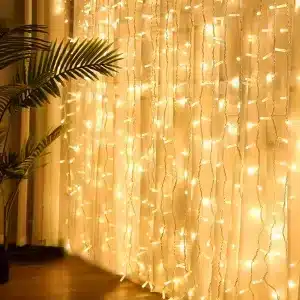 Connectable indoor LED curtain lights 6m drop in warm white product image