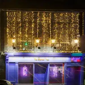 LED curtain lights 6m drop in warm white with ice white flash product image