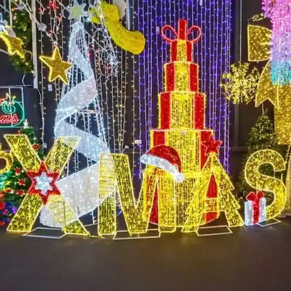 Large LED 2D XMAS decoration feature showroom display view
