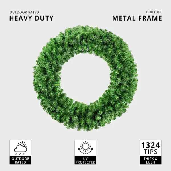 Large plain outdoor Christmas wreath 150cm diameter features