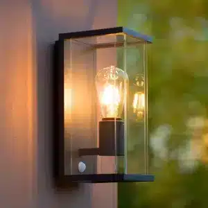 Outdoor boxed wall light with PIR sensor product lifestyle image