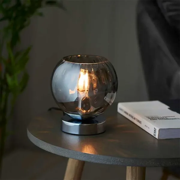 Smoky Mirrored Glass Table Lamp