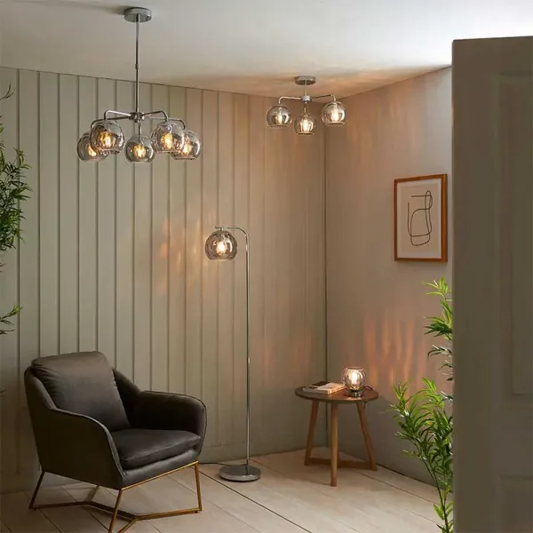 Smoky Mirrored Glass Table Lamp