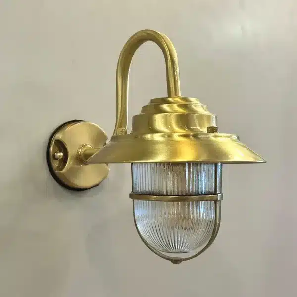 Solid polished brass outdoor wall lantern unlit