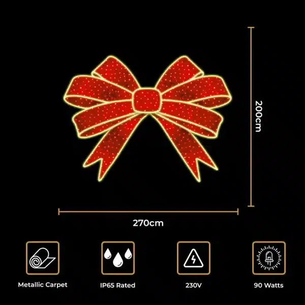 Giant red bow 2D decoration size and features