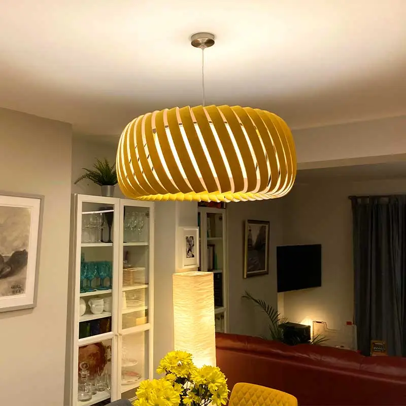 Shade pendant light in living room