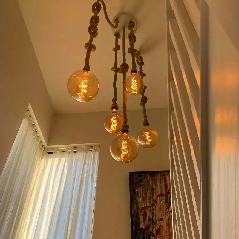 Rope pendant lights in stairways, Kimmage, Dublin