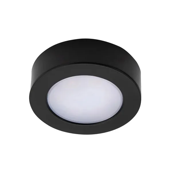 LED round matt black under cabinet light unlit