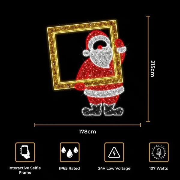2D Santa picture frame selfie Christmas decoration size and features