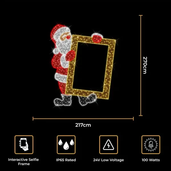 2D Santa With Selfie Frame Christmas Decoration Size and Features