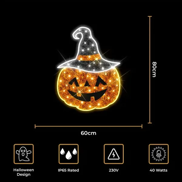 Halloween pumpkin head 2D decoration size and features