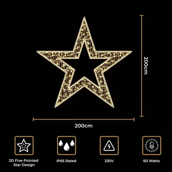 LED 2D Christmas star motif size and features