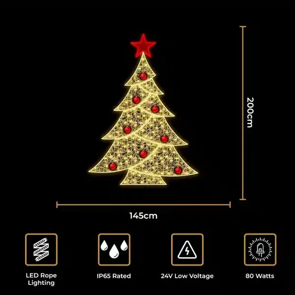 Red star Christmas tree decoration size and features