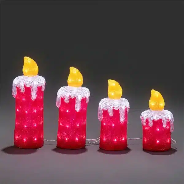 Four Christmas candles outdoor decoration set made from acrylic
