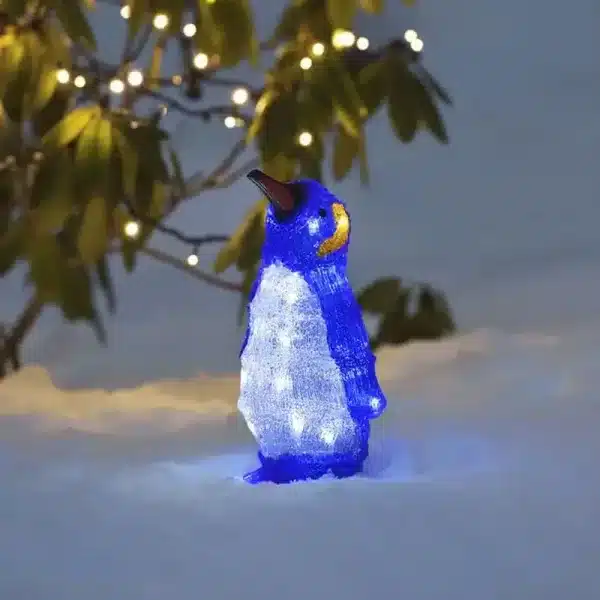 Acrylic penguin outdoor Christmas decoration with 24 ice white LED lights