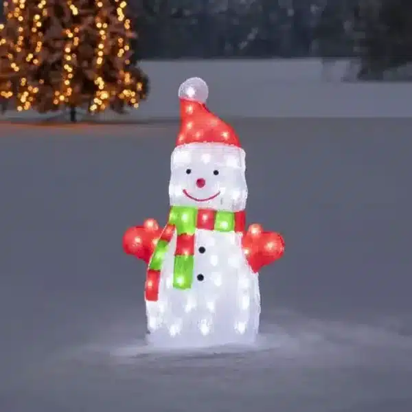 Snowman with scarf Christmas decoration made from acrylic for outdoor use