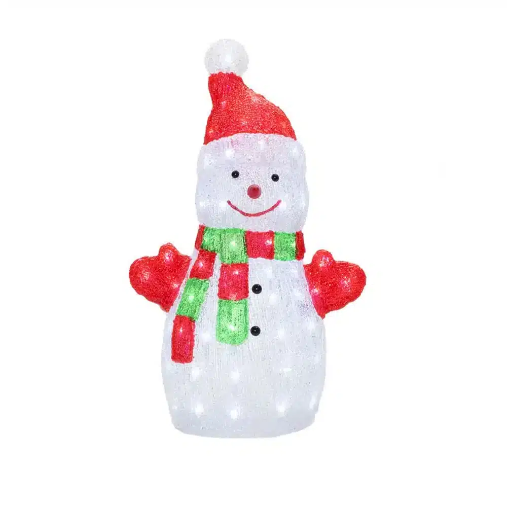 Acrylic-Snowman-With-Scarf-Outdoor-Christmas-Decoration-50CM-Product-Image 50CM tall snowman with scarf outdoor Christmas decoration made from acrylic