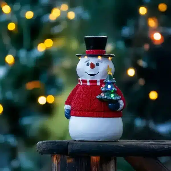 Battery operated snowman outdoor Christmas decoration with timer function