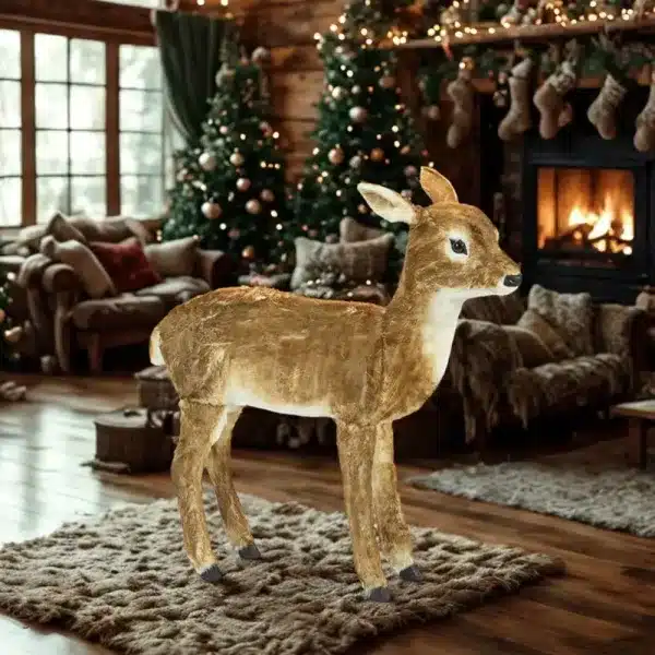 Brown baby furry Christmas deer decoration indoor display