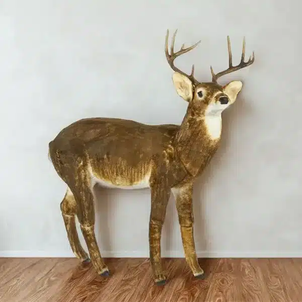 Brown furry reindeer Christmas decoration 142cm tall indoor display