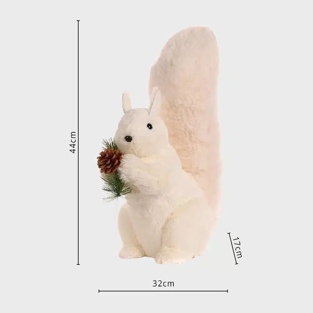 Fluffy-Squirrel-With-Pine-Cone-Christmas-Decoration-Dimensions Fluffy squirrel with pine cone Christmas decoration dimensions