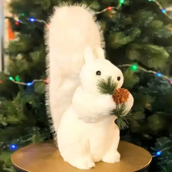 Fluffy squirrel with pine cone Christmas decoration 44cm tall product image