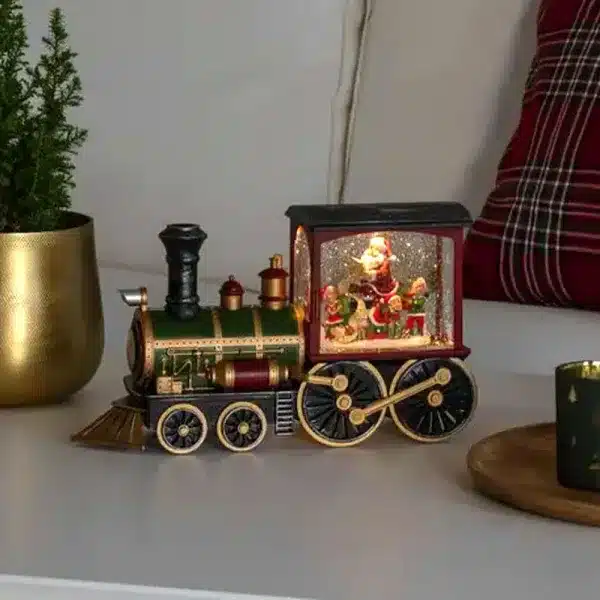 Water lantern train with Santa Christmas table decoration battery operated with timer