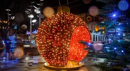 Commercial Christmas lighting with festive displays Ireland