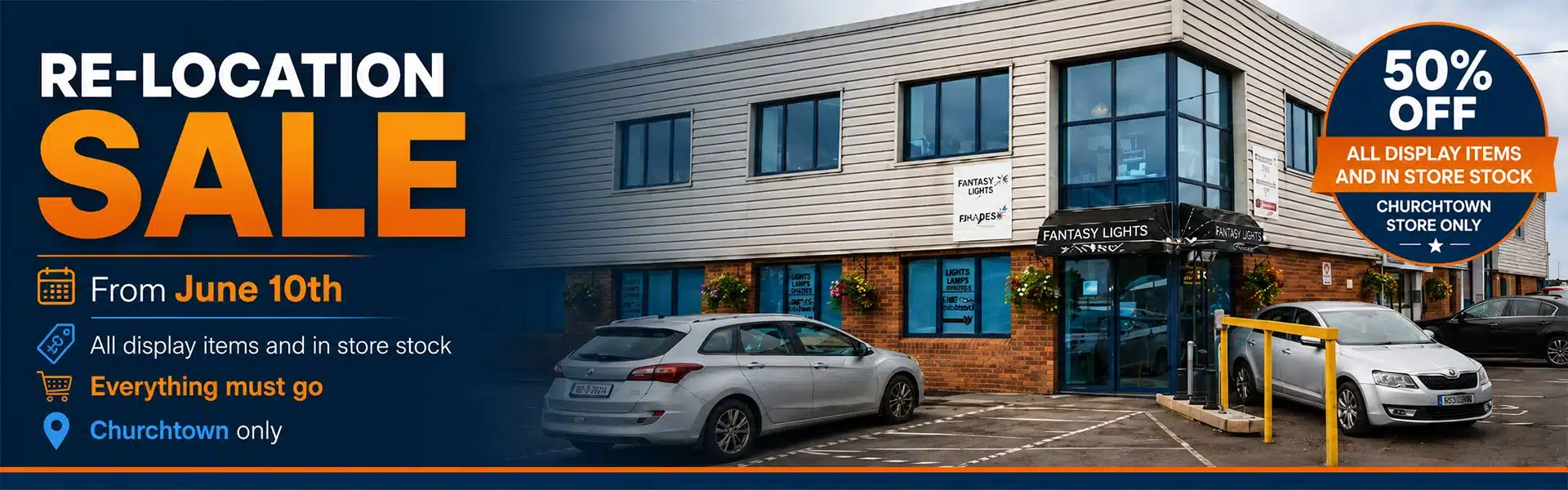 Churchtown relocation lighting sale banner desktop