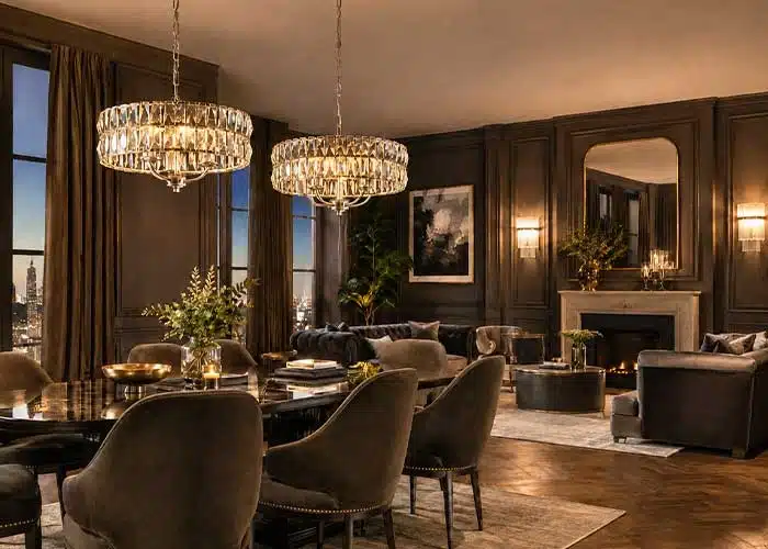 Stylish indoor lighting including pendant lights, lamps and ceiling lights